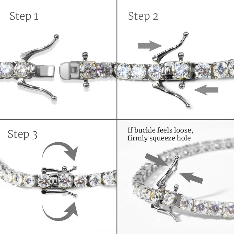 S925 Silver Moissanite 4MM Tennis Bracelet for Women Men