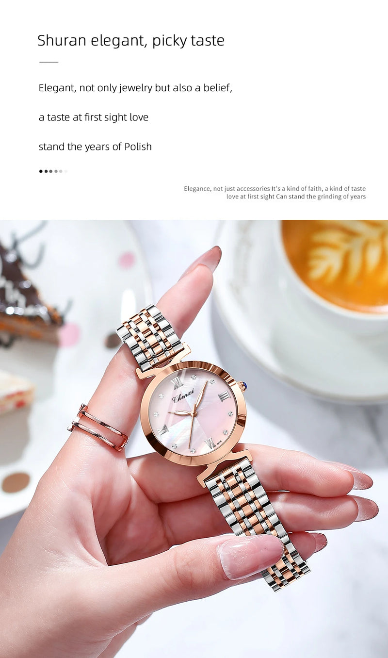 Stainless Steel Rectangular Watch with Quartz Movement for Women