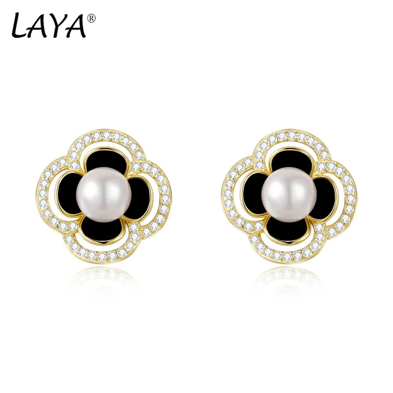 Sterling Silver Pearl Zircon Earrings for Women