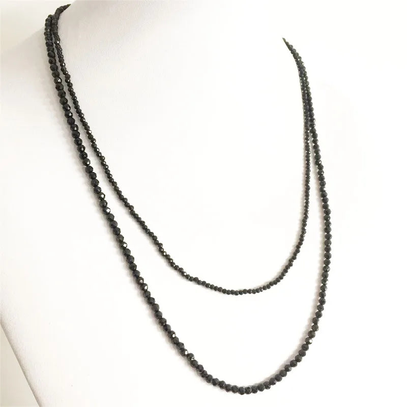 Sterling Silver Black Beads Short Necklace for Women