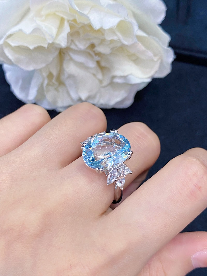 18K White Gold Aquamarine Eternity Ring for Women