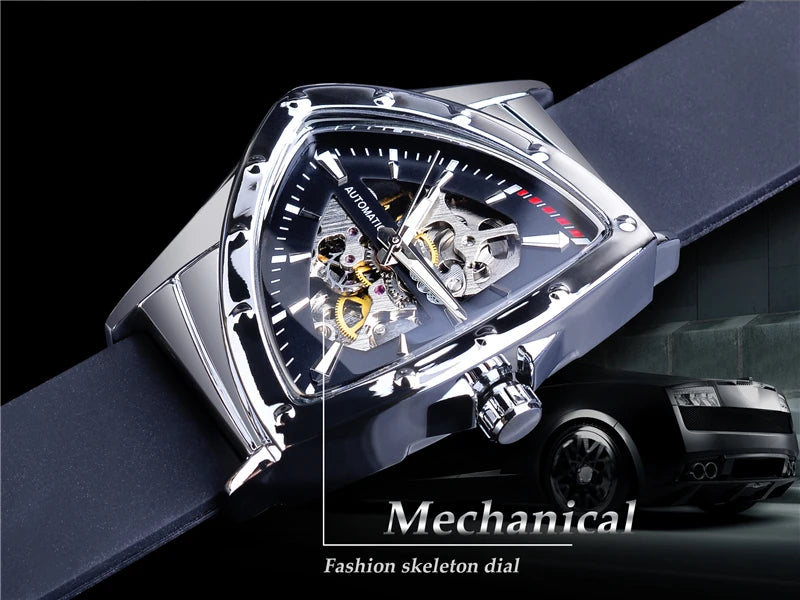 Stainless Steel Transparent Skeleton Wrist Watch for Men