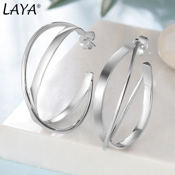 Sterling Silver X Shape Earrings For Women