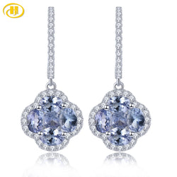 Sterling Silver Tanzanite Drop Earrings 1.5 ctw for Women