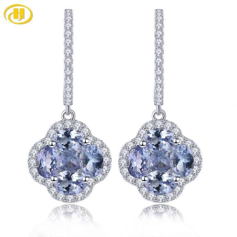 Sterling Silver Tanzanite Drop Earrings 1.5 ctw for Women