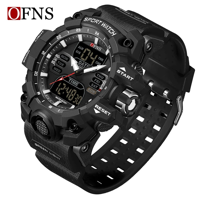 Stainless Steel LED Digital Quartz Chronograph Wristwatch for Men