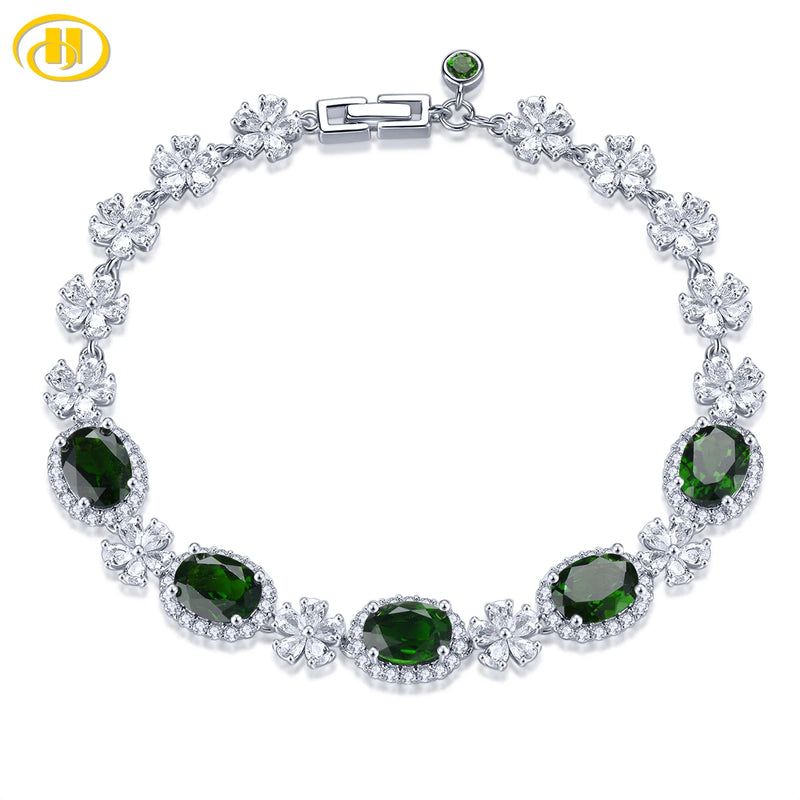 Sterling Silver Chrome Diopside Bracelet, 6.80 Carats for Women