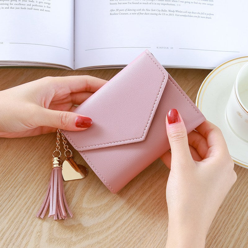 Pink Mini Tassel Pendant Wallet Mini Wallet for Women