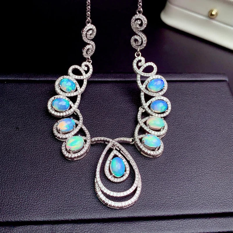 925 Silver Opal Gemstone Set for Women