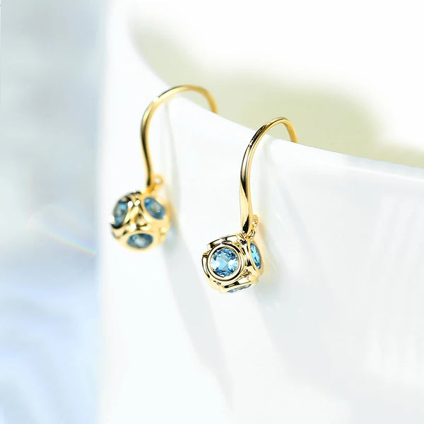 18k Yellow / White / Rose Gold Blue Topaz Earrings for Women