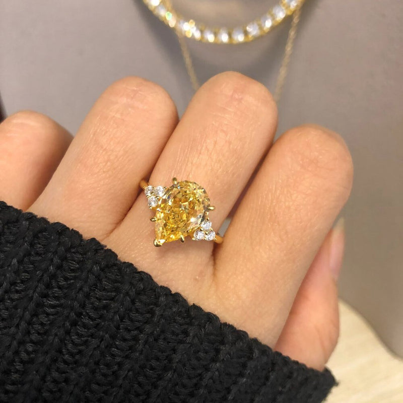 Sterling Silver Crushed Ice Cut Lab Citrine Gemstone Ring for Women