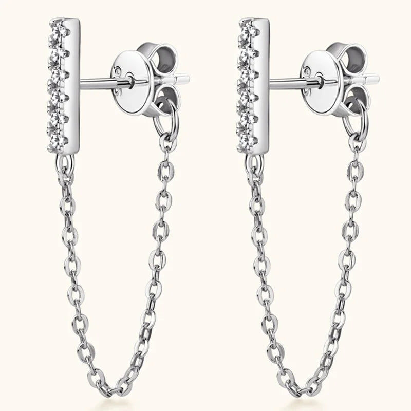 Platinum Plated Sterling Silver 0.14CTT Moissanite Drop Earrings for Women