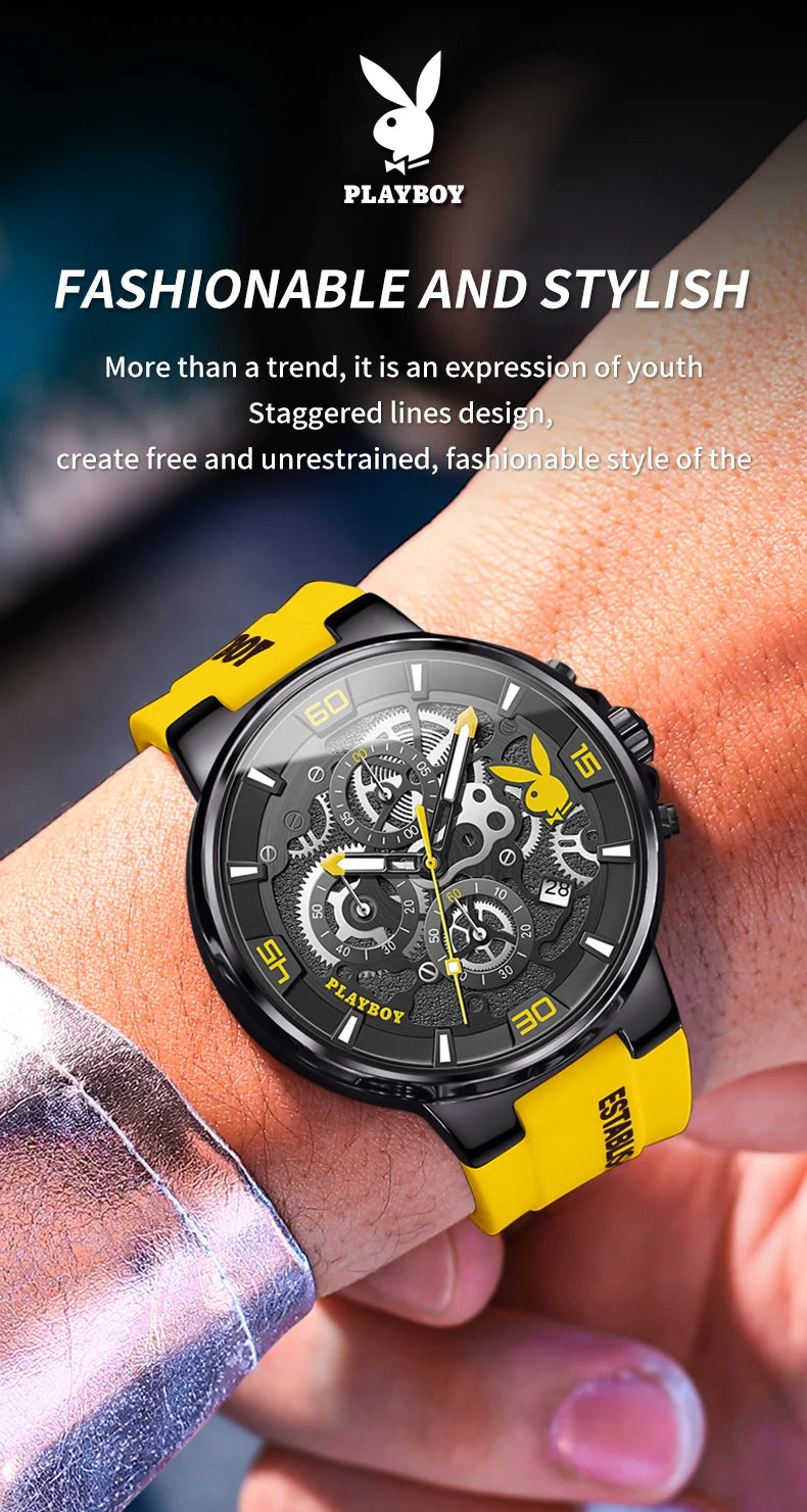 Stainless Steel Silicone Luxury Waterproof Luminous Watch for Men