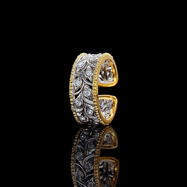 925 Sterling Silver Gold Plated Vine Open Ring for Women