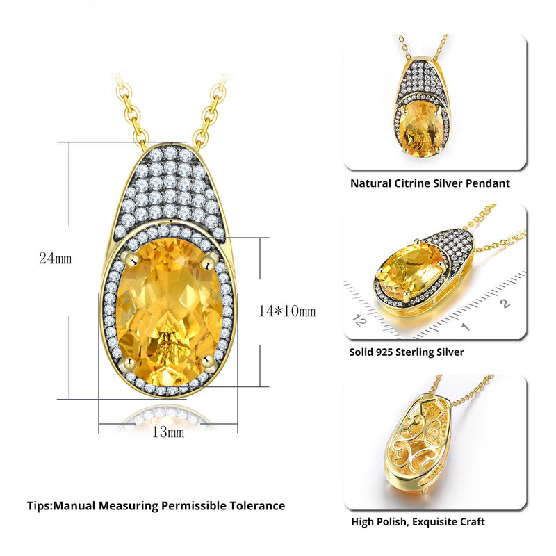 Yellow Gold Plated Sterling Silver Citrine Pendant for Women