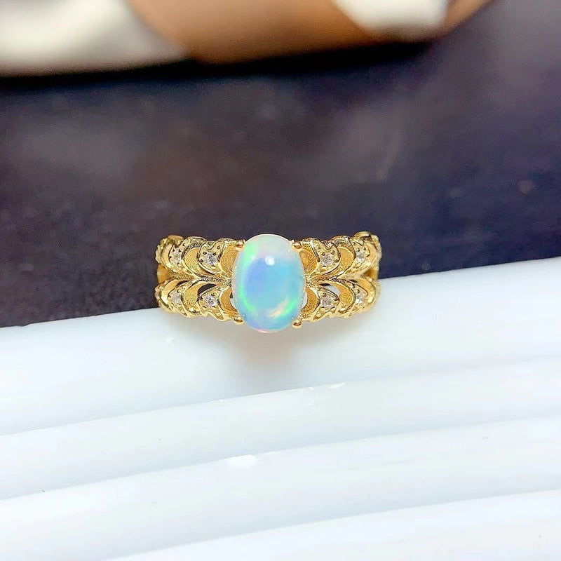 925 Sterling Silver Opal Ring for Women