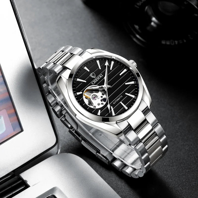 Stainless Steel Automatic Mechanical Watch for Men