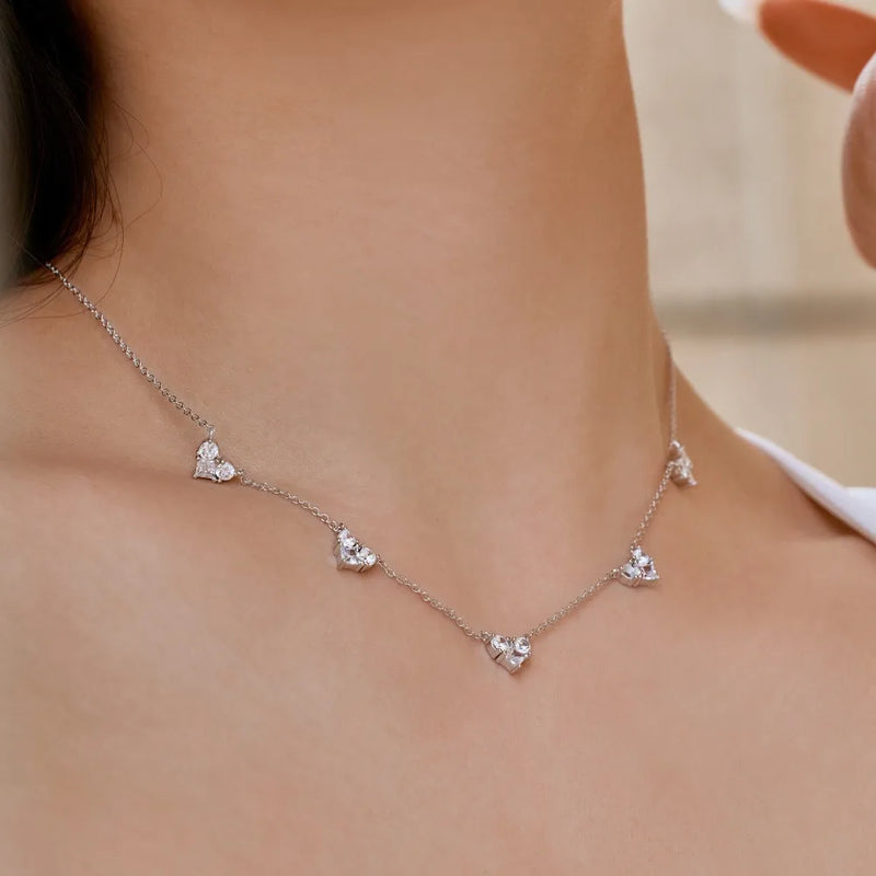 Sterling Silver Heart Necklace with 5A Zircon Pendant for Women