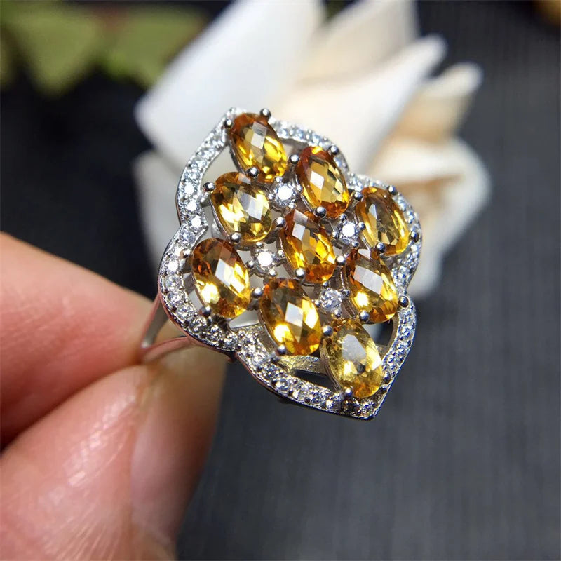 925 Sterling Silver Citrine Ring for Girls