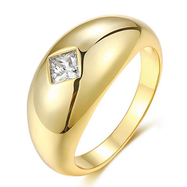 18K Gold Plated Sterling Silver Princess Cut Moissanite Ring for Her