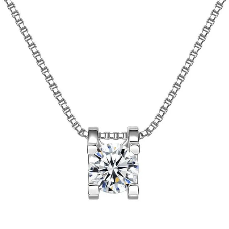 925 Sterling Silver 1-2ct Moissanite Pendant Necklace for Women