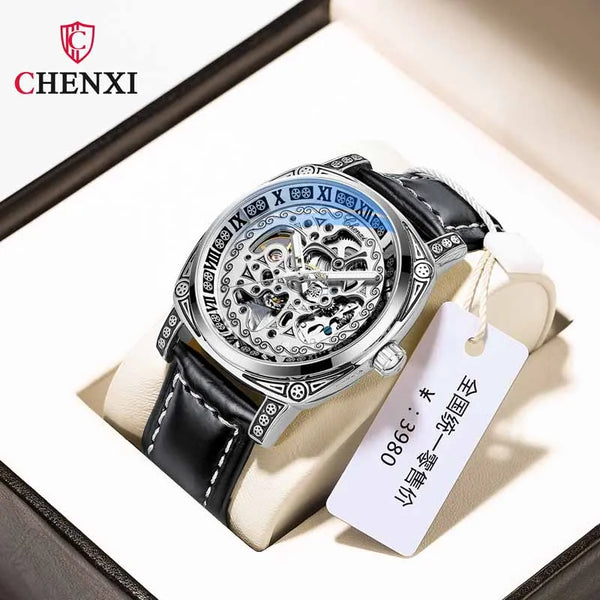 Stainless Steel Skeleton Design Automatic Luminous Men's Watch