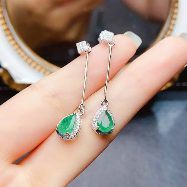 Sterling Silver 5*7mm Emerald Earrings for Women