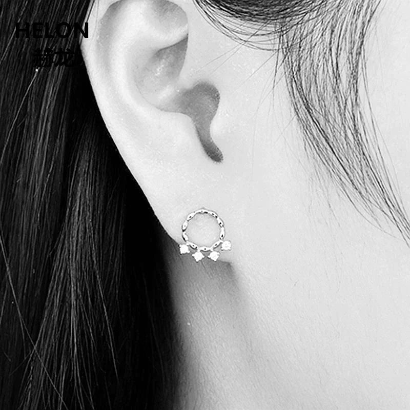 10k White Gold Natural Diamond Stud Earrings for Women