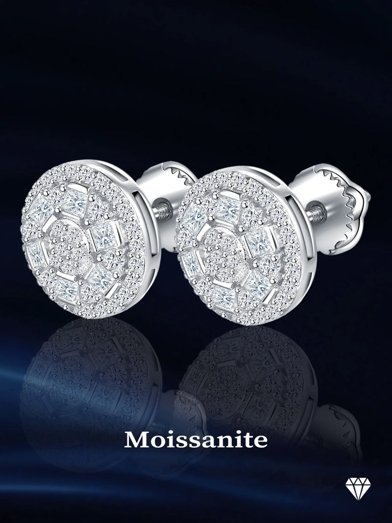 925 Sterling Silver 10mm Moissanite Round Stud Earrings for Women