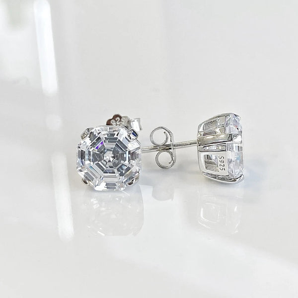 Wong Rain 925 Sterling Silver Asscher Cut High Carbon Diamonds Gemstone Party Ear Studs Earrings For Women Fine Jewelry Gifts
