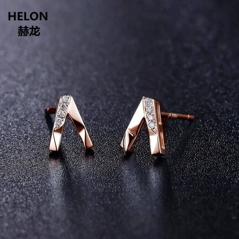 14k Rose Gold Natural Diamonds Stud Earrings for Women