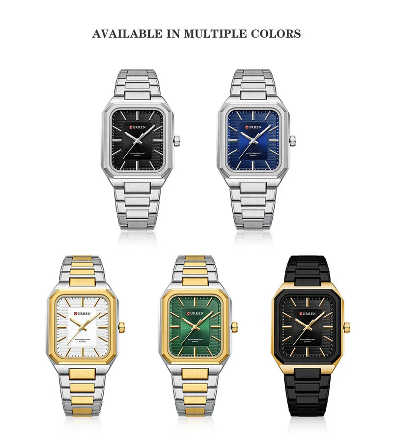 Stainless Steel Rectangle Sport Watch for Men