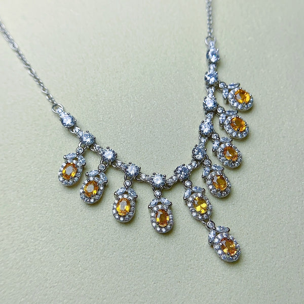 Sterling Silver Natural Citrine Necklace for Women