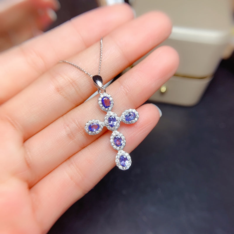 Sterling Silver Tanzanite Necklace for Women.