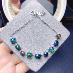 925 Sterling Silver Black Opal Bracelet for Women