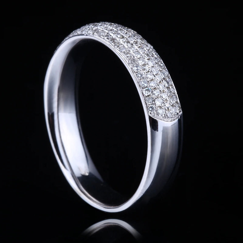 14K White Gold Solid Genuine Diamonds Engagement Wedding Ring for Women