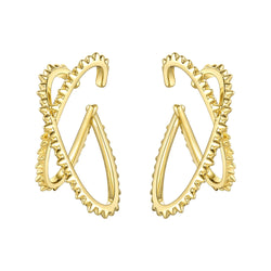 Gold Punk Spike X Shape Ear Cuff Clip On Earrings for Women