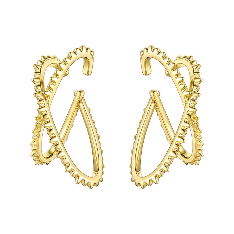 Gold Punk Spike X Shape Ear Cuff Clip On Earrings for Women