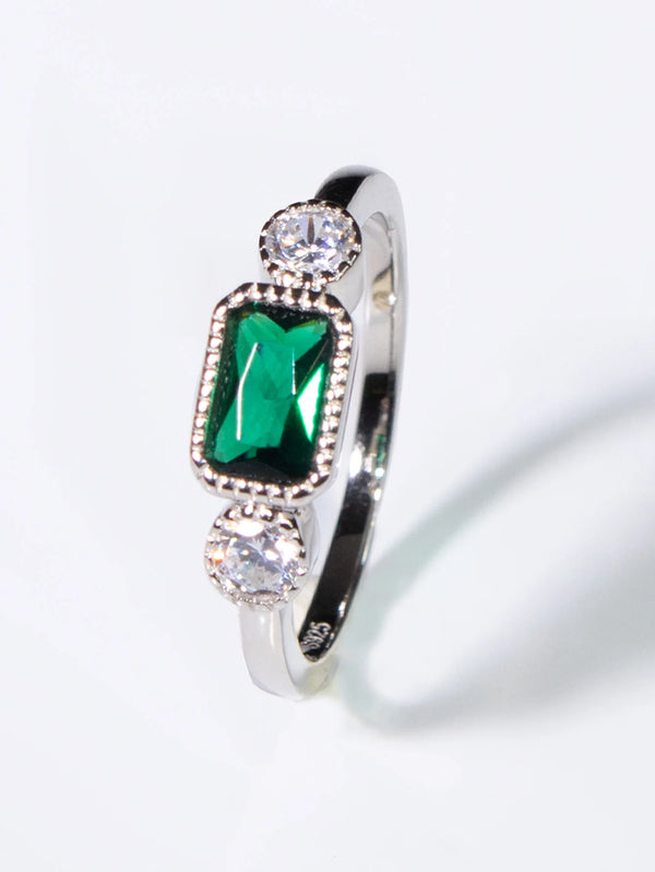 925 Silver Nano Emerald Bezel Setting Ring for Her