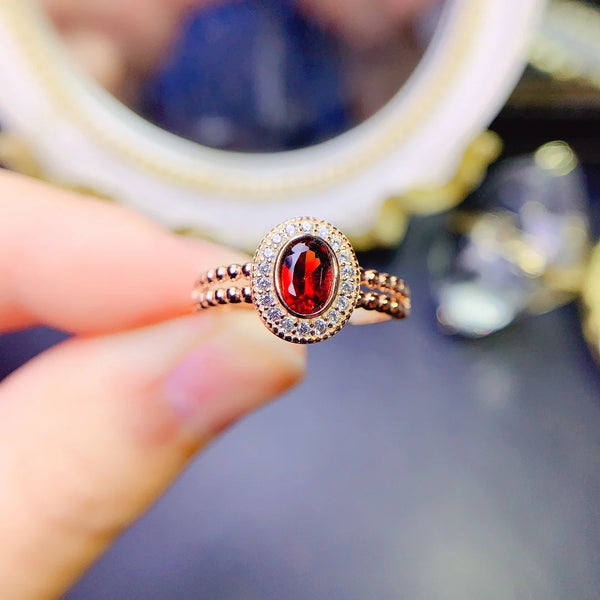 Sterling Silver Garnet Ring for Women