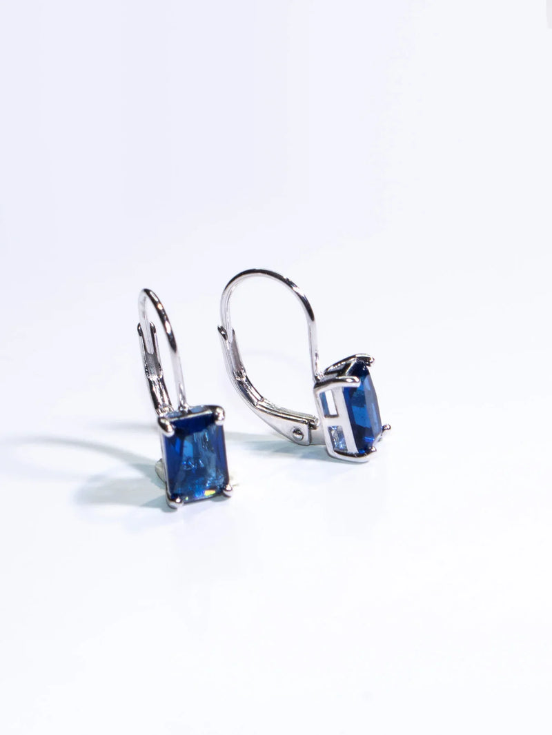 Sterling Silver Sapphire Blue Clip Earrings for Women