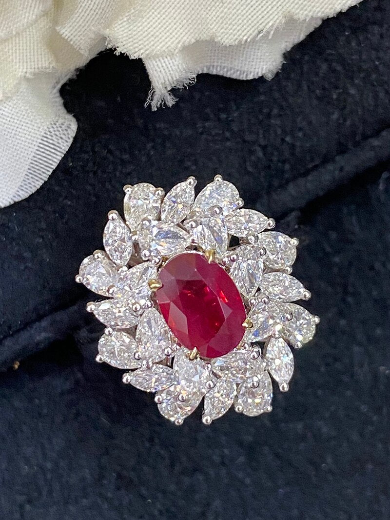 18K White Gold Ruby Ring for Her