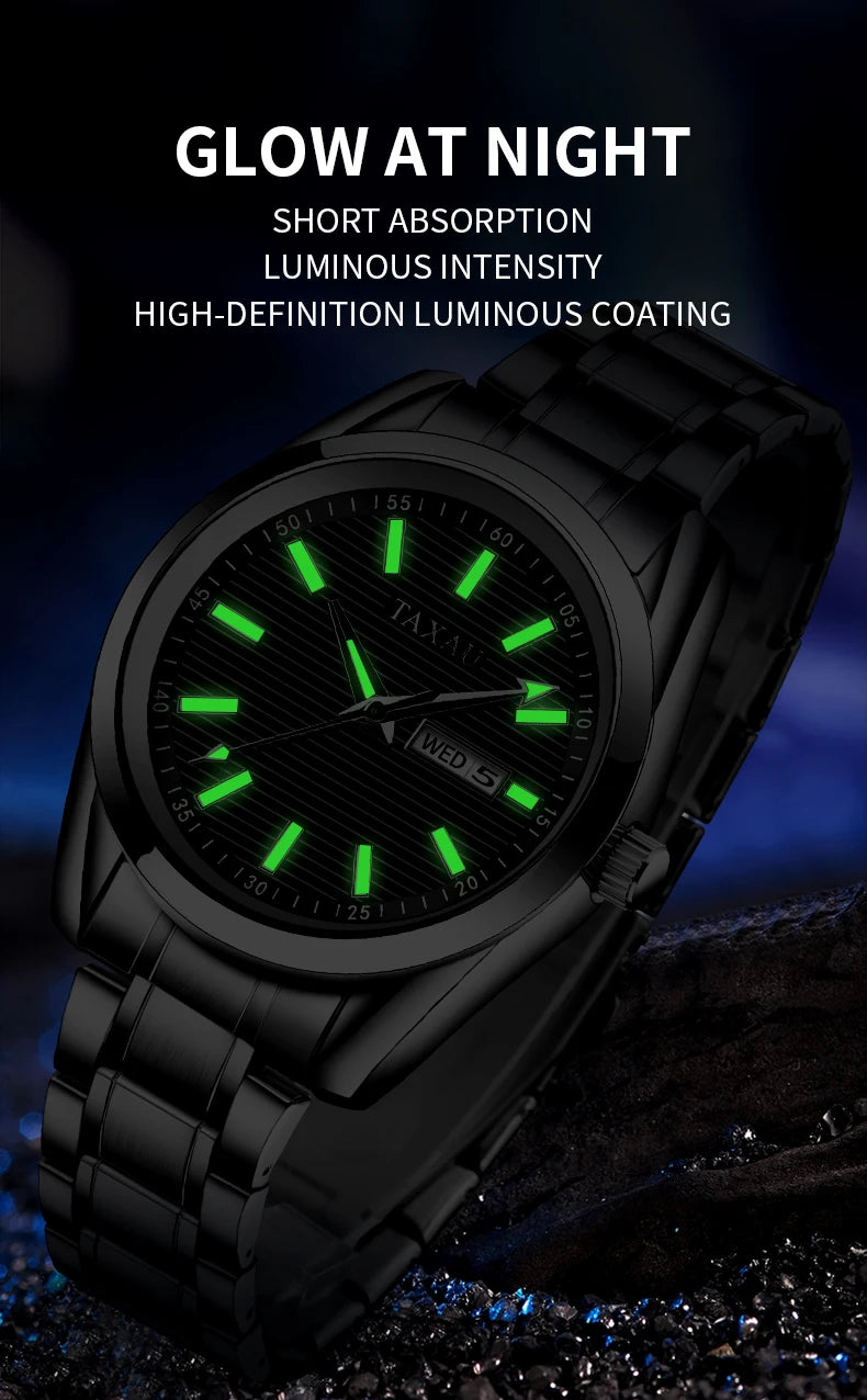 Stainless Steel Quartz Luminous Casual Watch for Men