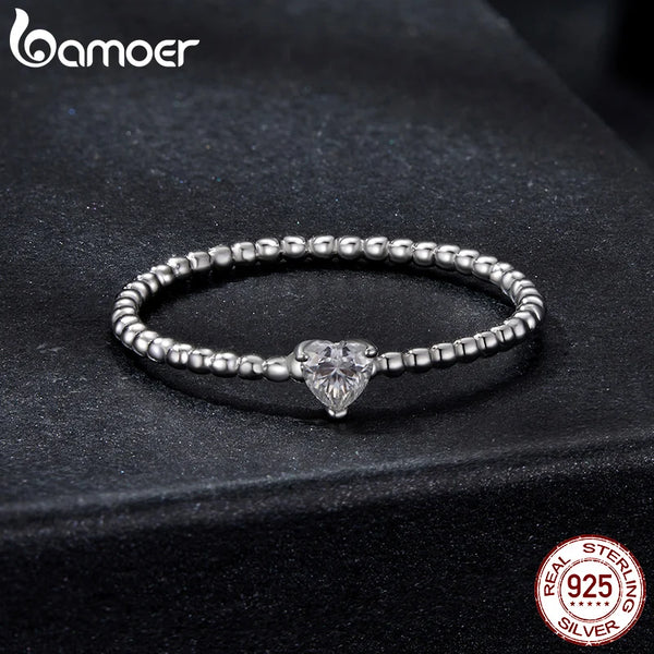 925 Sterling Silver Moissanite Heart Ring for Women