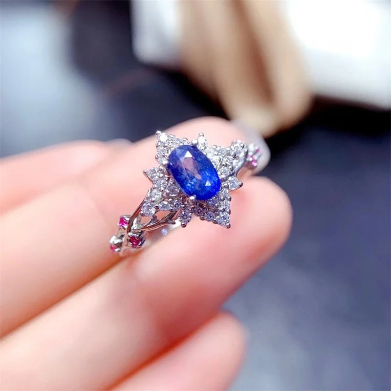 Sterling Silver Natural Sapphire Ring 0.40ct