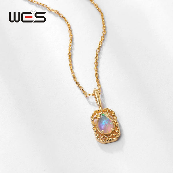 Sterling Silver Created Opal Pendant Necklace for Woman