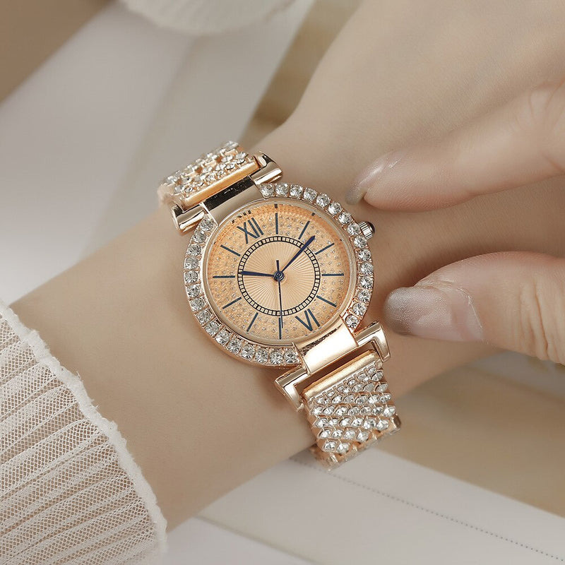 Stainless Steel Full Diamond Bracelet Watch for Women