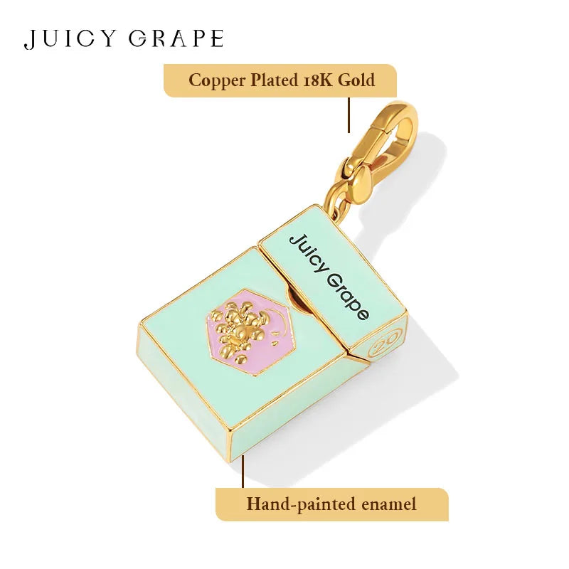 Sterling Silver Juicy Grape Charm Enamel Cigarette Case Necklace for Women