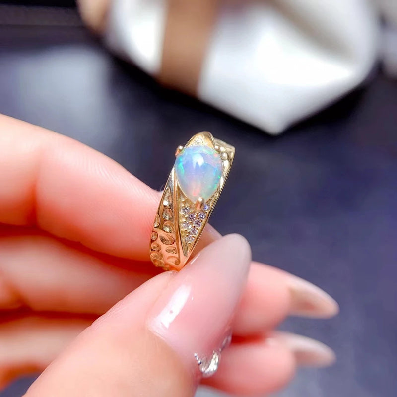 925 Sterling Silver Opal Ring 6mm*8mm for Women