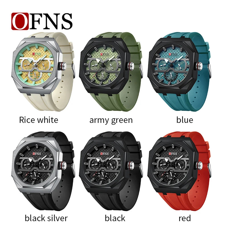 Stainless Steel Silicone Chronograph Watch for Men